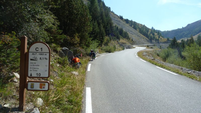 One of the kilometre markers on the way up to the Cime de la Bonnette