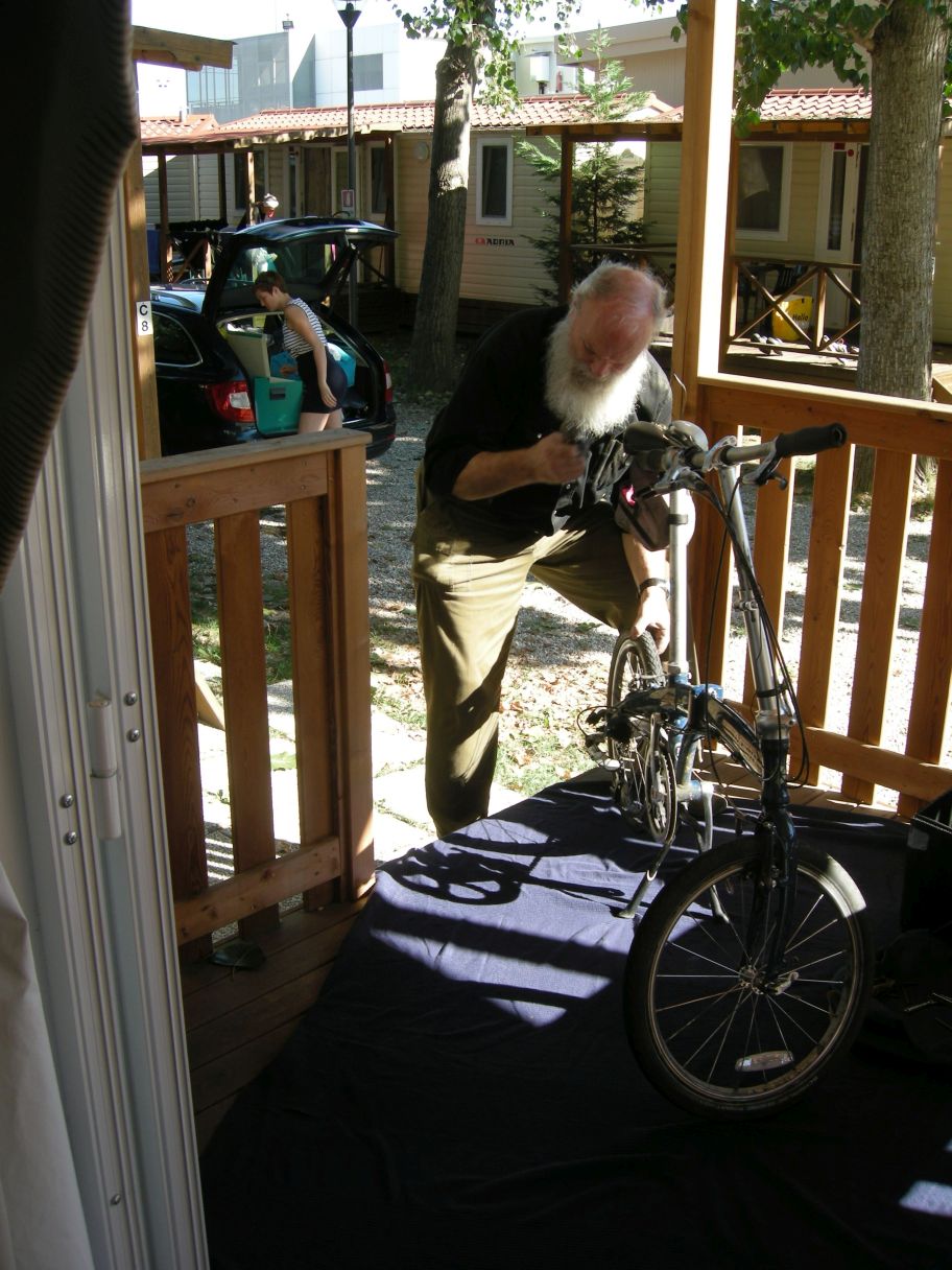 This is Greg assembling one of the bikes.